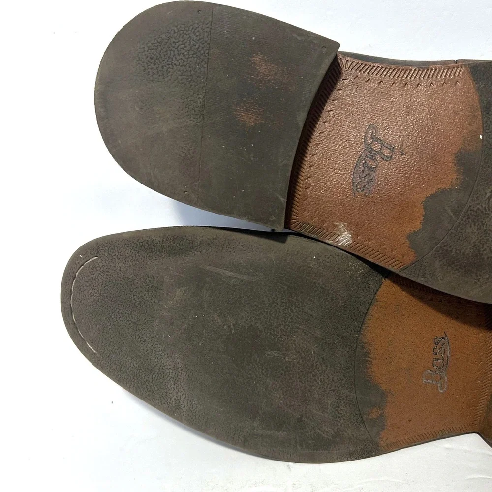 Bass Derby Shoes Mens 12M Brown Distressed Leather Plain Toe Oxford 71098 Casual